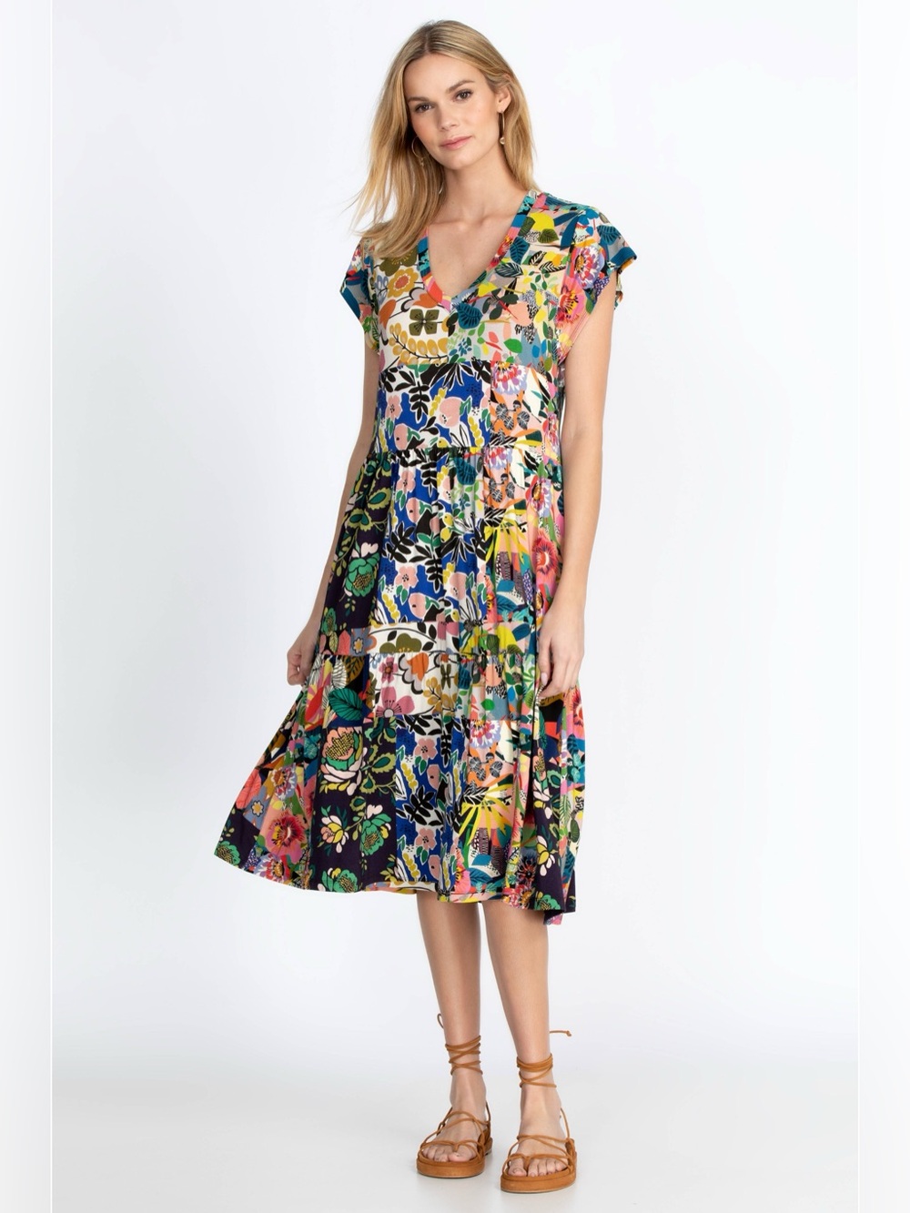 Johnny Was Chelsea Garden Tiered Tea Length Dress